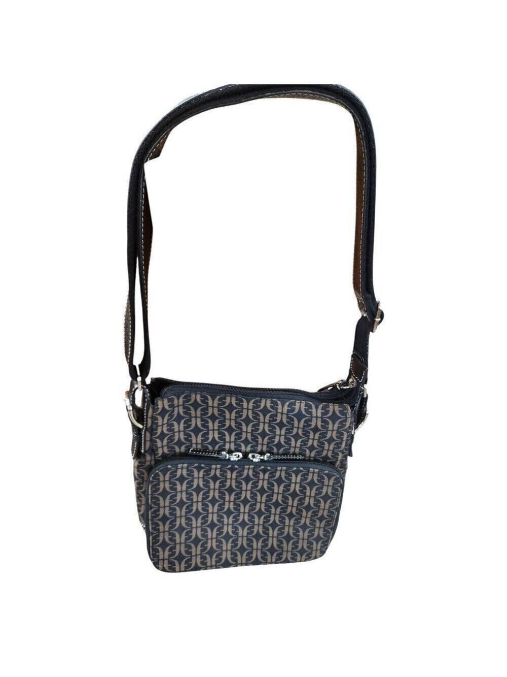 Fossil Monogram Crossbody Shoulder Bag With Adjustable Strap & Multiple Compartm